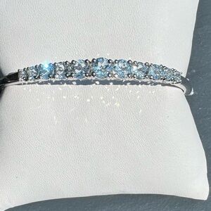 925 Aquamarine Bangle Bracelet